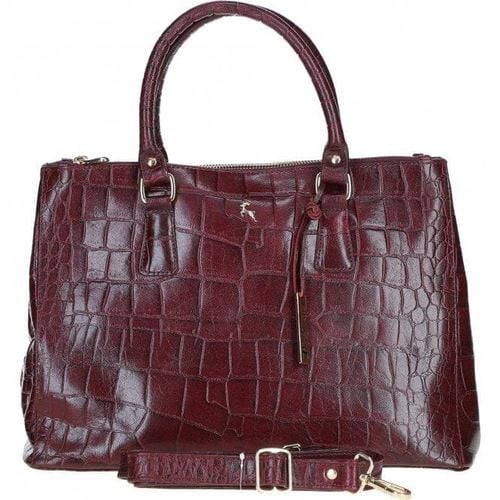 Apos;Lucido Tesoro&apos; Three Section Real Leather Bag: DM3 Bordo/croc NA - Ashwood Handbags - Modalova