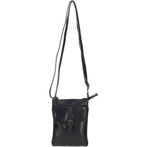 Compact Leather Phone Bag with Adjustable Strap and Brass Hardware: tl-002 Black NA - Ashwood Handbags - Modalova