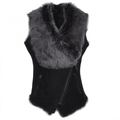 Toscana Suede Leather Biker Gilet : KB 620 Black 20 - Ashwood Handbags - Modalova