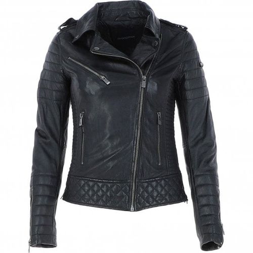 Women&apos;s Side Zip Leather Biker Jacket : 3054 12 Black - Ashwood Handbags - Modalova