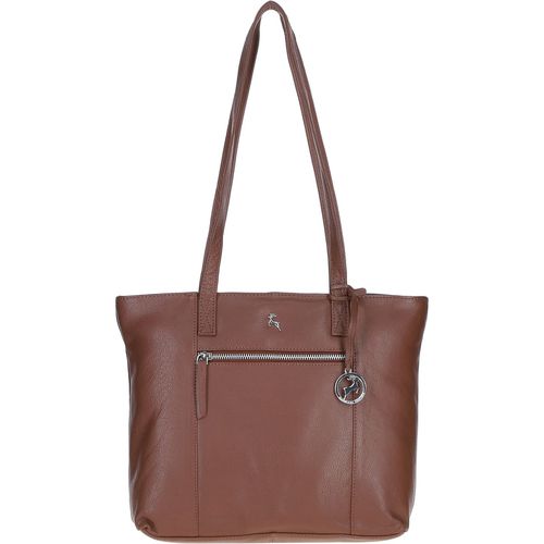 Designer Leather Shoulder Bag with Secure Zip Pocket: Bray Cognac NA - Ashwood Handbags - Modalova