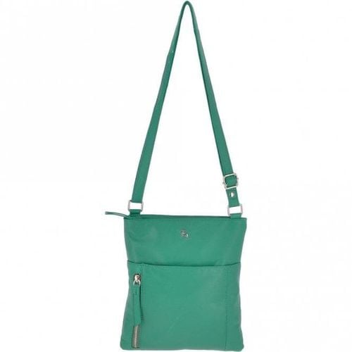 Zip Top Leather Cross Body Bag With External Slip Pocket : Ela 1714 Green NA - Ashwood Handbags - Modalova