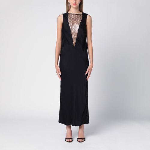 Abito midi nero con inserto a rete - ROTATE Birger Christensen - Modalova