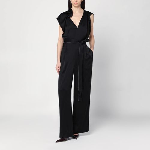 Schwarzer Overall mit Gürtel aus Viskosemischung - Victoria Beckham - Modalova