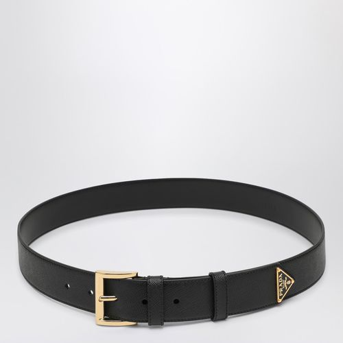 Black leather belt with logo - Prada - Modalova