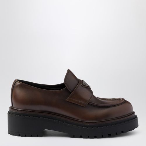 Dunkelbrauner Slipper Chocolate aus gebürstetem Leder - Prada - Modalova