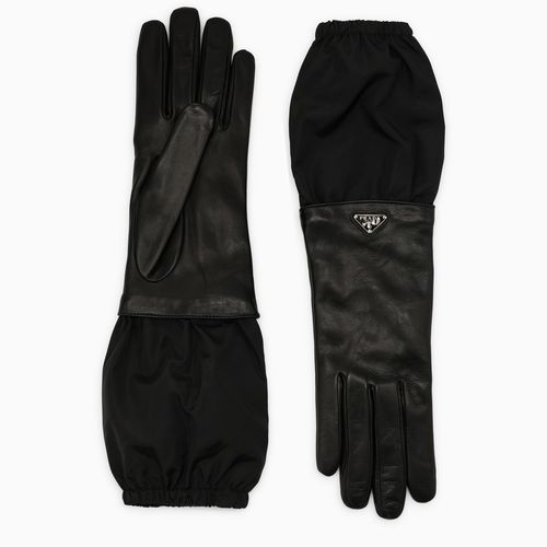 Black leather gloves - Prada - Modalova