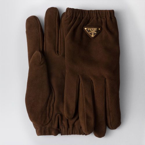 Suede leather gloves Cocoa - Prada - Modalova