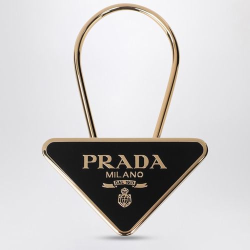 Black/gold enamelled metal key ring - Prada - Modalova