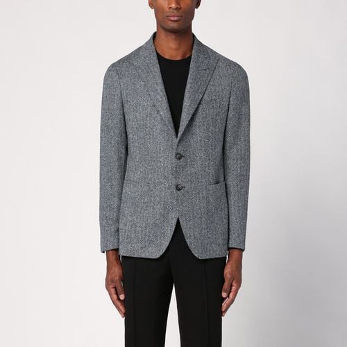 Single-breasted wool herringbone jacket - Tagliatore - Modalova