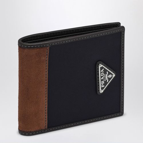 Brown nylon and suede bi-fold wallet - Prada - Modalova