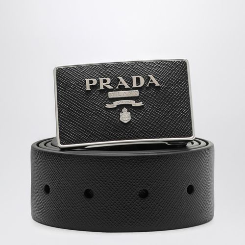 Schwarzer Saffiano-Gürtel mit Logoschnalle - Prada - Modalova