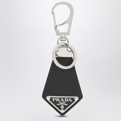 Black leather keyring with logo - Prada - Modalova