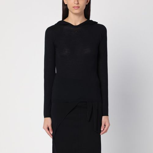 Maglia con cappuccio nera in lana leggera - Courrèges - Modalova