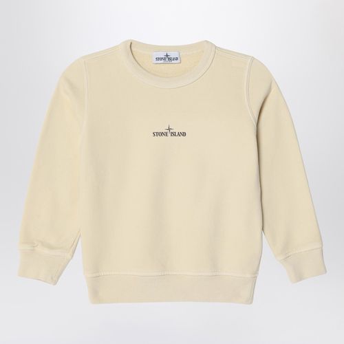 Ivory cotton crewneck sweatshirt with logo - Stone Island - Modalova