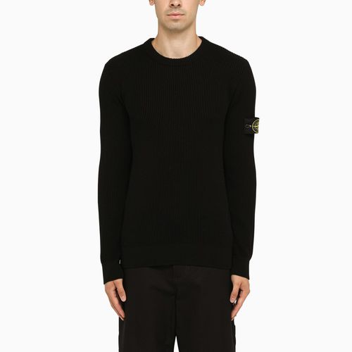 Schwarzer Pullover mit Rundhalsausschnitt aus Schurwolle - Stone Island - Modalova