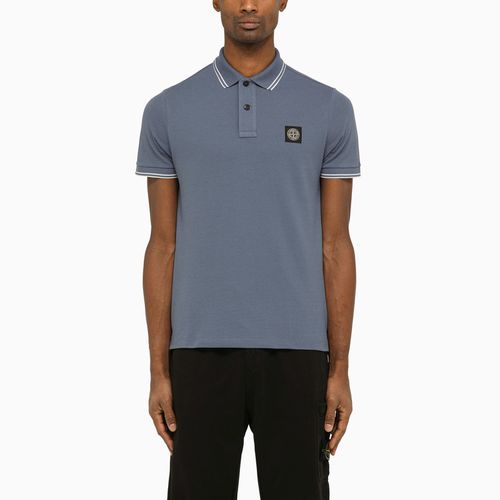 Polo a manica corta color avio con logo - Stone Island - Modalova