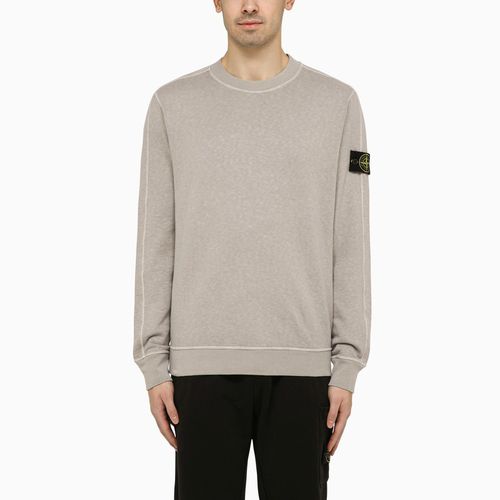 Hellgraues Sweatshirt mit Rundhalsausschnitt und Logo - Stone Island - Modalova