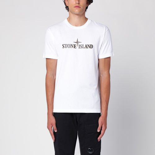 White cotton T-shirt with logo - Stone Island - Modalova