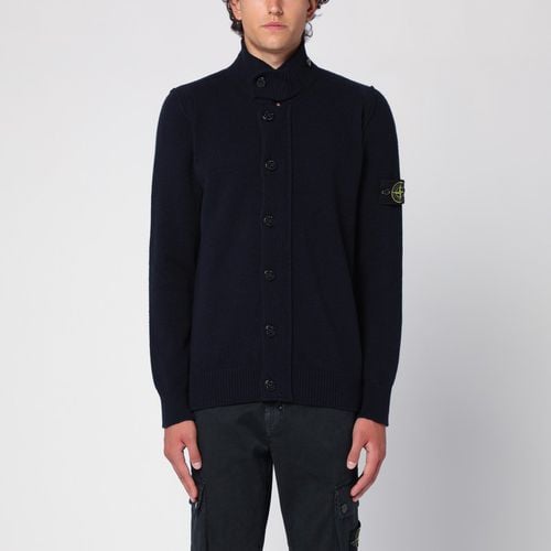 Navy blue wool cardigan - Stone Island - Modalova