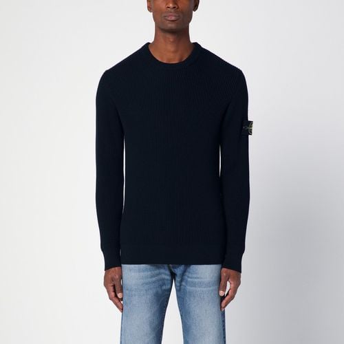 Blue navy ribbed sweater in wool - Stone Island - Modalova