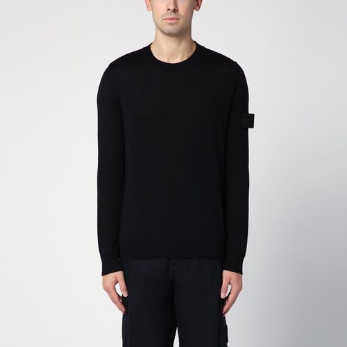 Black wool crew-neck pullover - Stone Island - Modalova