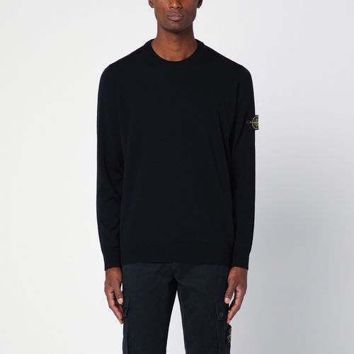 Wool navy blue crew-neck sweater - Stone Island - Modalova