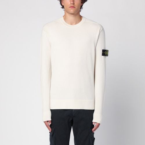 Weißer Pullover mit Rundhalsausschnitt aus Wollgemisch - Stone Island - Modalova