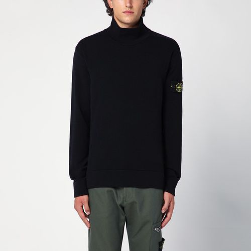 Navy wool-blend turtleneck sweater - Stone Island - Modalova