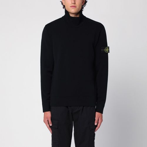 Black wool-blend turtleneck sweater - Stone Island - Modalova