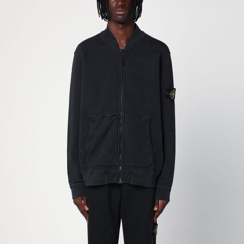 Black cotton zip sweatshirt - Stone Island - Modalova