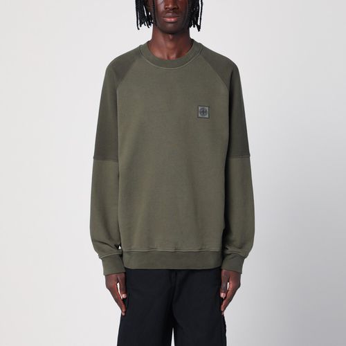 Moosgrünes Sweatshirt mit Rundhalsausschnitt aus Baumwolle - Stone Island - Modalova