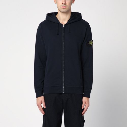 Felpa con zip blu navy in cotone - Stone Island - Modalova