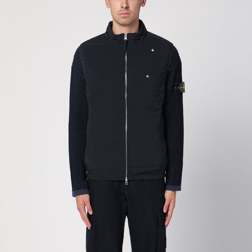 Gilet con zip blu in misto lana - Stone Island - Modalova