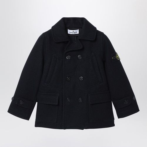 Blue mélange double-breasted coat - Stone Island - Modalova