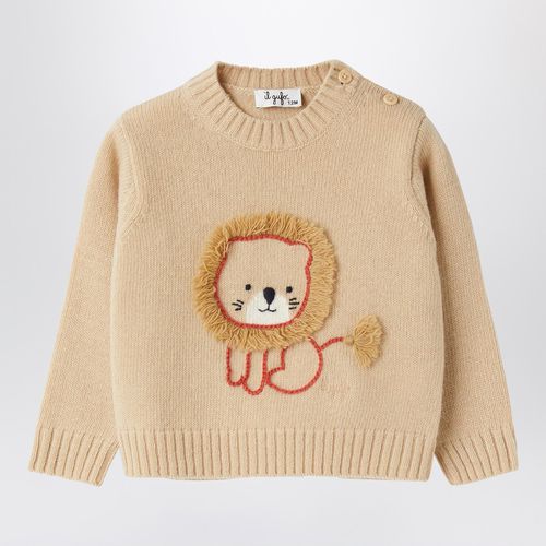 Wool pullover with lion embroidery - Il Gufo - Modalova