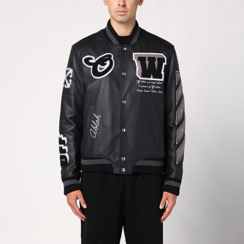 Black leather varsity jacket - Off-White™ - Modalova