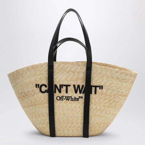 CAN'T WAIT media tote in raffia - Off-White™ - Modalova