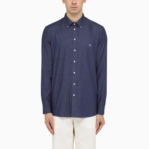 Denim shirt with logo embroidery - ETRO - Modalova