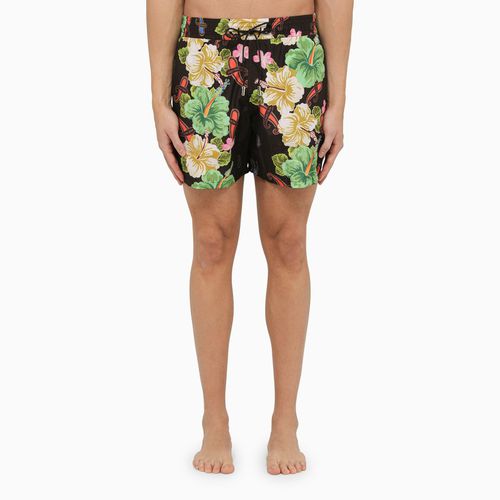 Black swimming costume with multicoloured flower print - ETRO - Modalova