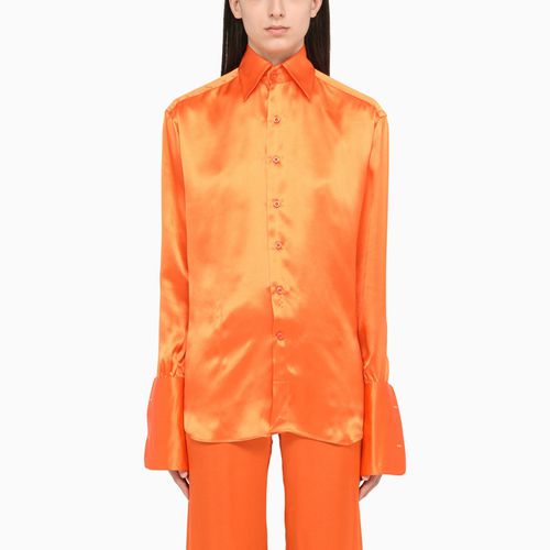 Orangefarbene Bluse aus Seide mit normaler Passform - WOERA - Modalova