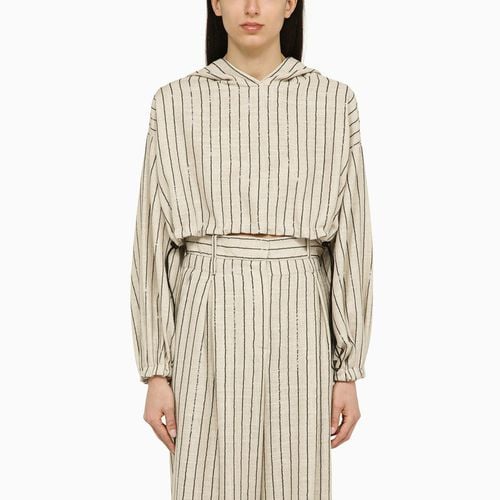 Sunne striped cropped sweatshirt in linen blend - THE MANNEI - Modalova