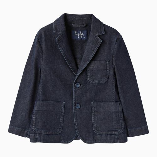 Blue single-breasted cotton jacket - Il Gufo - Modalova