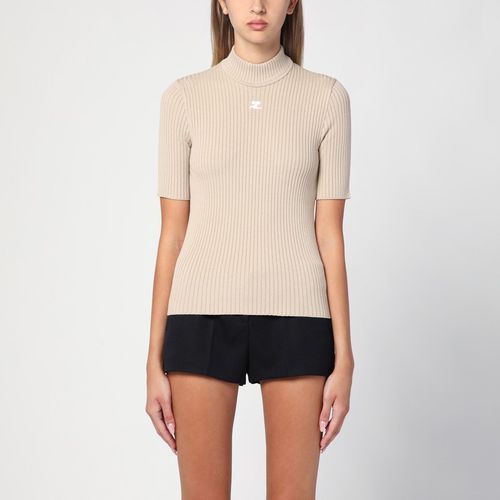 Beige ribbed turtleneck sweater - Courrèges - Modalova