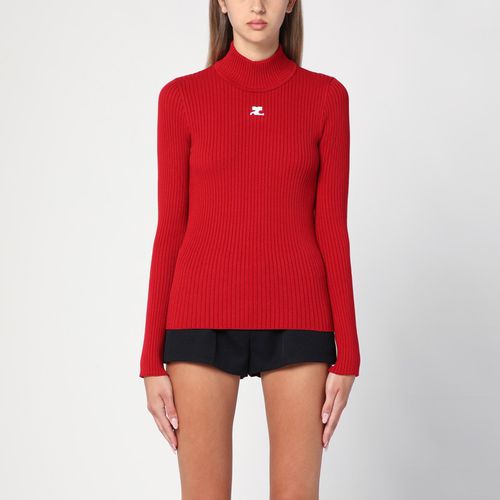 Maglia dolcevita rossa a coste - Courrèges - Modalova