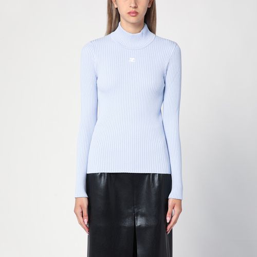 Himmelblauer gerippter Rollkragenpullover - Courrèges - Modalova