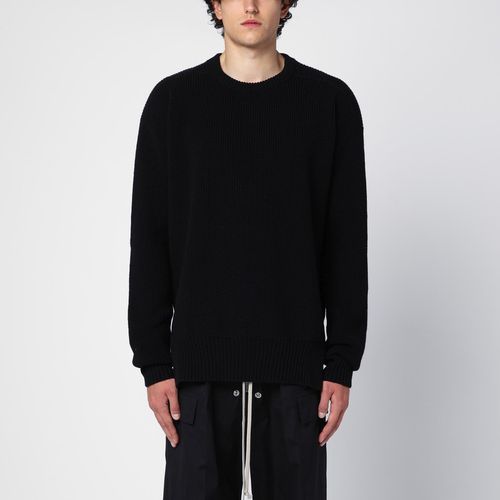 Schwarzer Wollpullover mit Rundhalsausschnitt - Rick Owens - Modalova