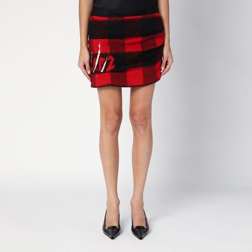 Mini gonna a scacchi rossa/nera in misto lana - Dsquared2 - Modalova