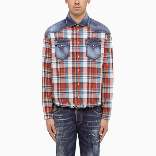 Multicoloured checked shirt with denim details - Dsquared2 - Modalova