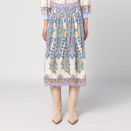 Gonna midi in cotone con stampa Paisley - ETRO - Modalova